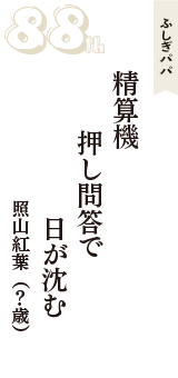 ふしぎパパ「精算機　押し問答で　日が沈む」（照山紅葉　？歳）