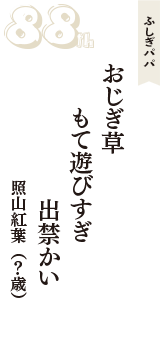 ふしぎパパ「おじぎ草　もて遊びすぎ　出禁かい」（照山紅葉　？歳）