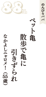 のんびりパパ「ペット亀　散歩で亀に　引きずられ」（なかよしニャロメ!　55歳）