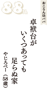 おこりん坊パパ「卓袱台が　いくつあっても　足らぬ家」（やじろべー　58歳）