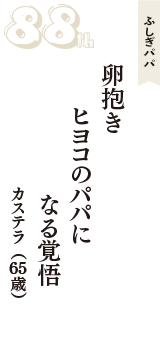 ふしぎパパ「卵抱き　ヒヨコのパパに　なる覚悟」（カステラ　65歳）