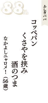 ふしぎパパ「コッペパン　くさやを挟み　酒のつま」（なかよしニャロメ！　56歳）