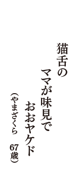 猫舌の　ママが味見で　おおヤケド　（やまざくら　67歳）