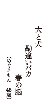 大と犬　勘違いバカ　春の脳　（めぐえもん　45歳）
