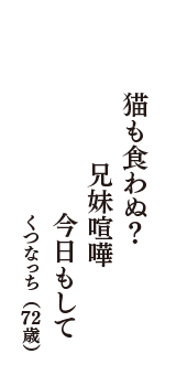 猫も食わぬ？　兄妹喧嘩　今日もして　（くつなっち　72歳）