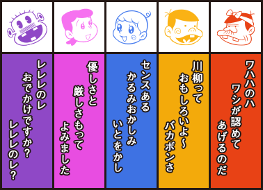 パパ、バカボン、ハジメちゃん、ママ、レレレのおじさんのスタンプ